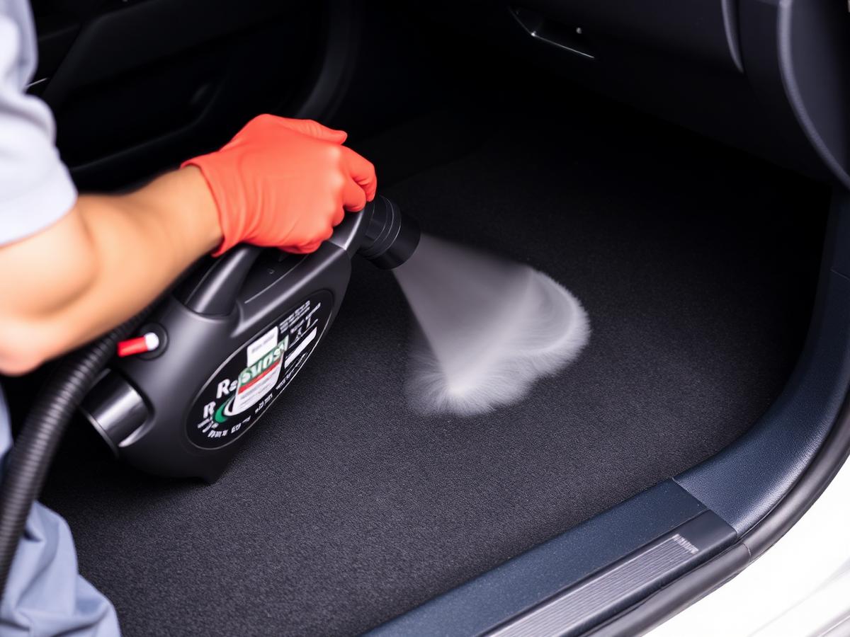 Steam cleaning car carpet